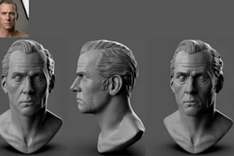 sculpt realistic 3d head model face likeness 3d bust stl for 3d printing