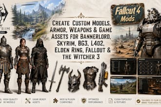 bannerlord, skyrim, bg3, l4d2, elden ring, fallout, witcher 3 model assets armor