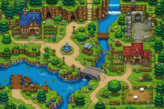 create 8bit 16bit pixel art background tileset tilemap game environment top down