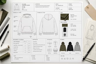 create professional streetwear tech packs and apparel design flats
