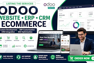 build odoo website customize odoo erp CRM ecommerce and invoicing