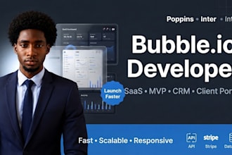 build bubble io web, app, saas, CRM, client portal or mvp