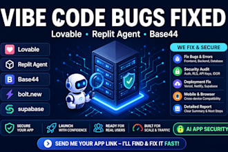 fix vibe coding bugs, lovable app replit agent base44 supabase, ai app security