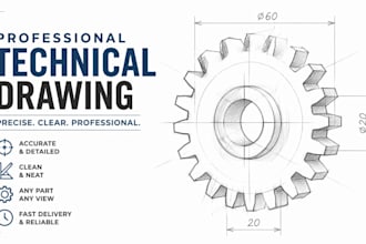 draw technical drawing illustration