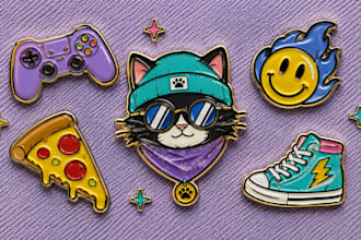 design cute and kawaii enamel pin artwork for your brand