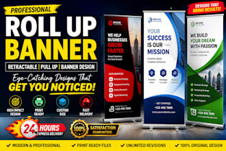 design professional roll up banner, retractable banner and pull up banner