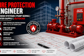 fire protection engineer design systems  pump sizing water supply autocad