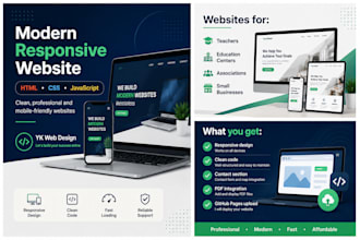 create a modern responsive website with HTML CSS and javascript