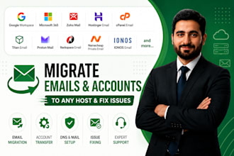migrate emails and accounts to any other host, fix issues