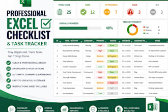 create a professional excel checklist or task tracker