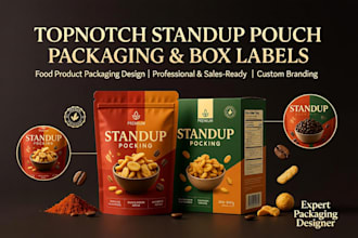 design topnotch standup pouch packaging for food sales product, box label design