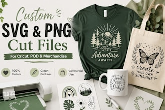create custom svg png dxf cut files for cricut and glowforge