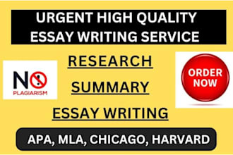 do essay, research and summary writing urgently