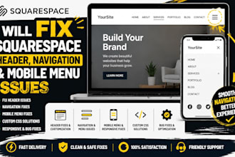 fix squarespace header, navigation and mobile menu issues, squarespace website