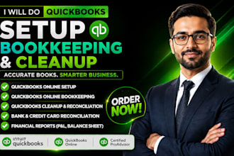 do quickbooks setup, quickbooks online bookkeeping and quickbooks clean up