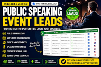 find targeted public speaking leads, conference and event organizer contacts