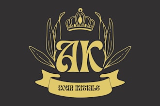 design luxury royal crown monogram logo with initials ak