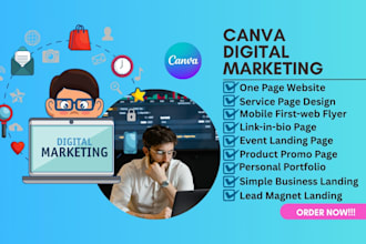 design website landing product promo service page link in bio portfolio page
