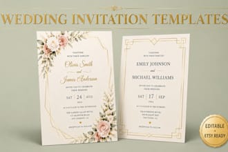 create etsy wedding invitation canva templates with mockups