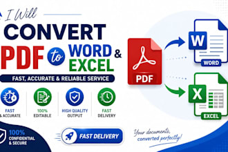 do accurate data entry, PDF to word and exel