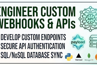 code custom webhook, connect api, and integrate database