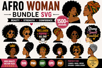 provide 1500 afro woman svg bundle