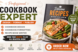 design and format a professional cookbook recipe book for amazon KDP