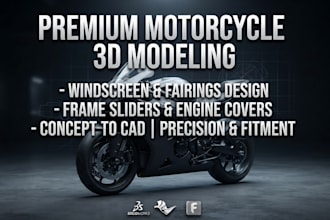 make motorcycle windscreen and fairing, frame sliders, 3d model, engine covers
