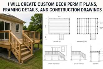 deliver custom deck permit plans framing details construction drawings