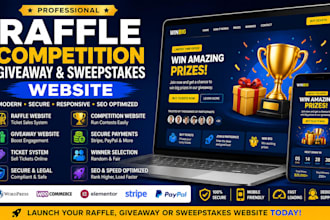 be build raffle website, competition website, giveaway and sweepstakes