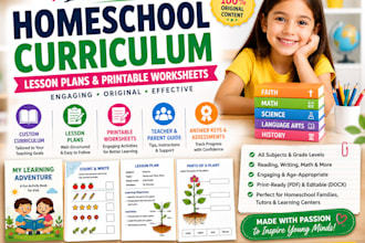 create homeschooling curriculum, lesson plans, worksheets and activities