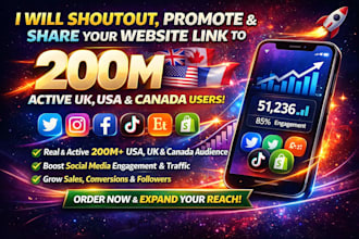 promote website twitter shoutout blog crypto to 250m UK, USA ca audience