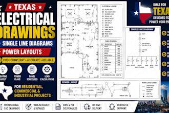 create texas electrical drawings, single line diagrams and power layouts
