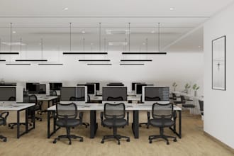 design, render 3d architect office interior, lobby, reception, workspaces visual
