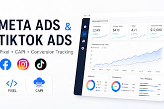 create and manage meta fb insta ads and tiktok ads with pixel and conversion API
