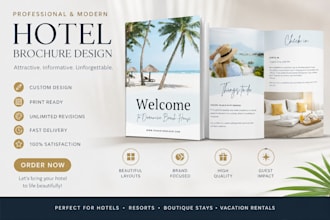 design bifold trifold hotel brochure cooperate company profile flyer design