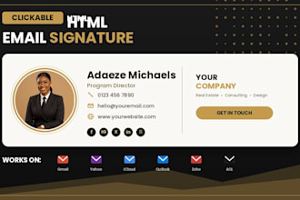 design a clickable HTML email signature for gmail, outlook, apple mall