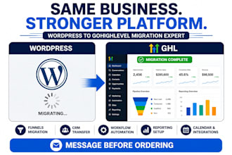 gohighlevel migration expert wordpress to ghl funnels and CRM transfer reporting