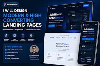 design a modern responsive landing page in fagma
