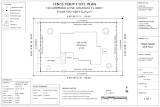 draw fence permit site plan from property survey for city approval