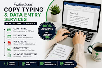 fast copy typing, data entry and PDF to word conversion