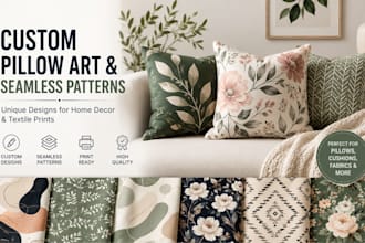 create custom pillow art, cushion designs, seamless patterns, and textile prints