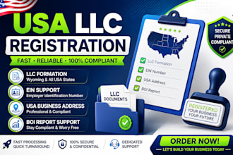 register USA llc registration, llc formation, llc for wyoming and ein support