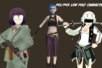 create rig texture animate low poly 3d models in psx ps1 ps2 n64 y2k styles