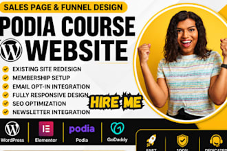 podia website, podia course website, podia sales page, podia landing page