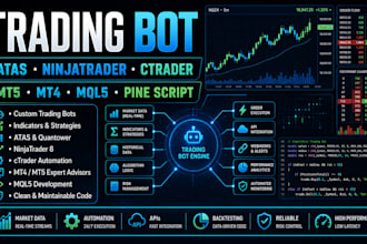 develop trading bot, atas, ninjatrader, ctrader, mt5 and mql5 development