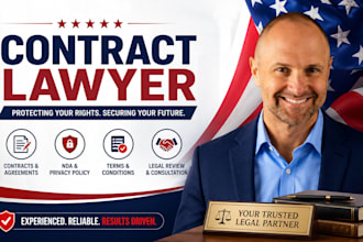 be your contract lawyer for legal agreement, contract, nda, terms and conditions