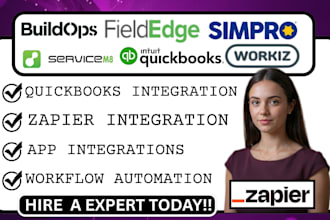 integrate zapier make with buildops fieldedge simpro servicem8 workiz quickbooks