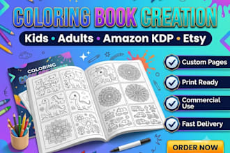create unique coloring book, motivational quote for kid and adult for KDP, etsy