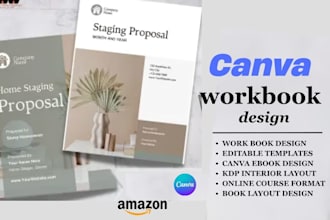 create kdp interiors, canva workbook designs, editable templates, course format